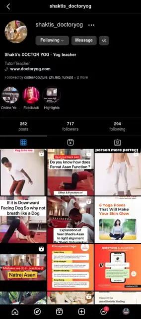 Shakti's Doctor Yog Instagram Bio